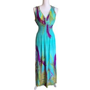 Jon & Anna Sleeveless Palms Print Maxi Dress Size Small